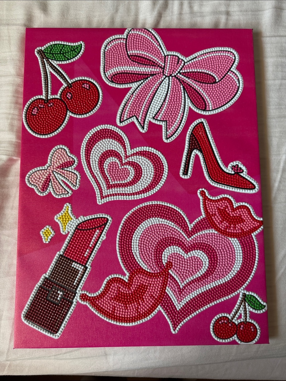 Pink Heart & Bow Decorative Wall Art Panel - Unbranded
